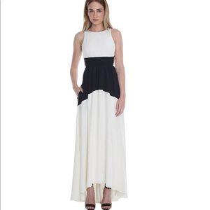 Tibi Black & White Color-block Silk Dress